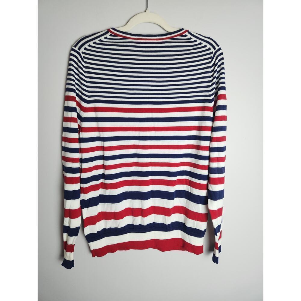 Lands End womens supima cotton lightweight button front cardigan Sz L/T nautical - Picture 3 of 7